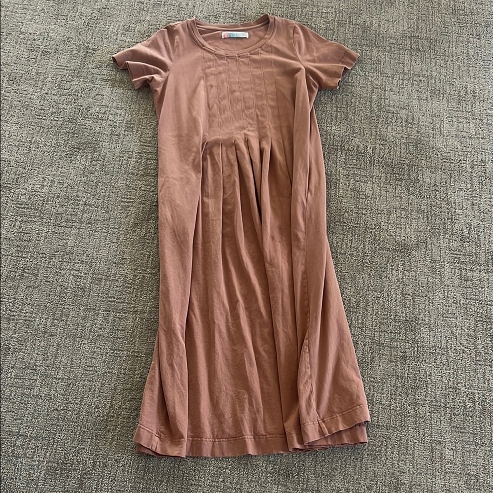 Free People Tan Pink Raglan Crew Neck Midi Sundress